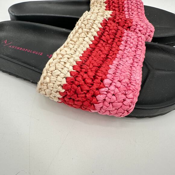 ANTHROPOLOGIE Amira Red Stripe Woven Slide Sandals // 7 - Picture 4 of 10